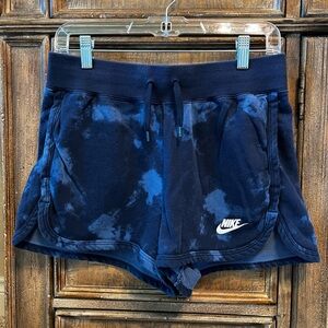 Nike blue tie dye athletic athleisure activewear drawstring shorts casual